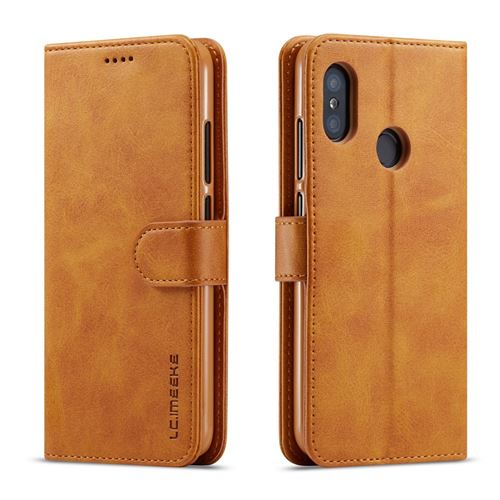 Etui en PU marron pour votre Xiaomi Redmi Note 6 Pro