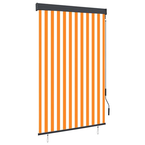 Store roulant d'ext&eacute;rieur 120x250 cm blanc et orange