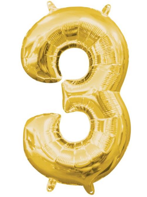 Amscan chiffre ballon 3 feuille 40 cm d'or