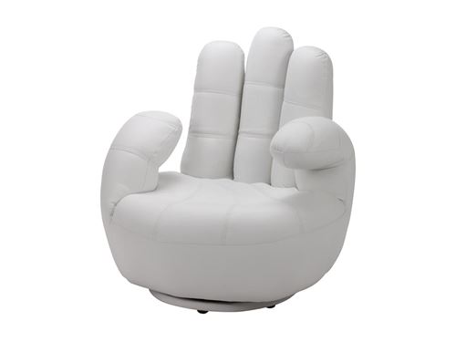 Fauteuil Vente-unique Fauteuil main pivotant catchy en simili - blanc
