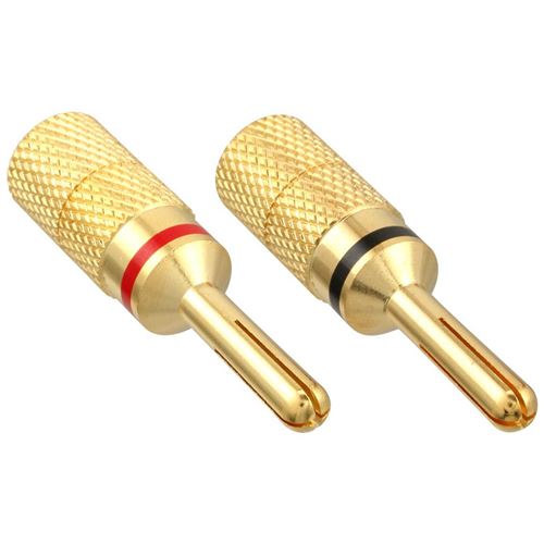 InLine® Bana Plug Version à vis en métal plaqué or 1x rouge 1x noir
