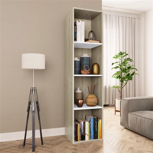 vidaXL Bibliothèque/Meuble TV Blanc et sonoma 36x30x143 cm Aggloméré