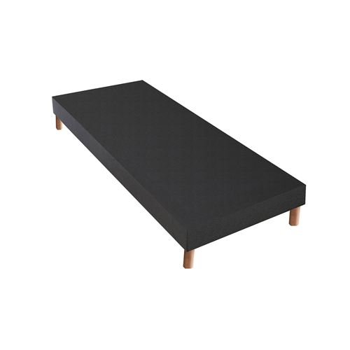 Sommier tapissier a lattes noir + pieds - made in france - 90x200cm