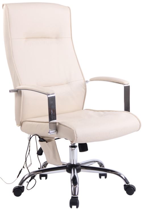 CLP Fauteuil de bureau Portland en similicuir ou tissu avec fonction de massage  Crème/Similicuir