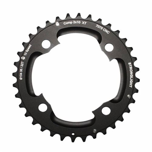 Plateau vtt 4bra double 36dts d.104 2x10 exterieur stronglight 10v. shimano xt m785 Noir