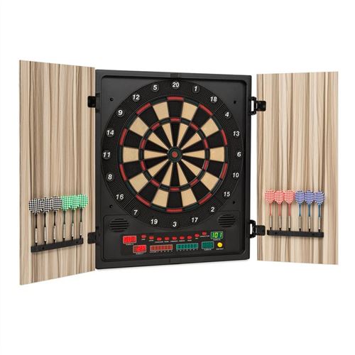 Cible de fléchettes - Klarfit Dartmaster 180 - Jeu de fléchettes électronique - Embouts souples - Beige