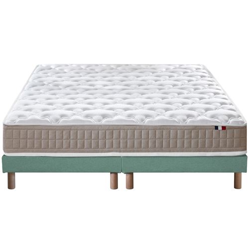 Ensemble matelas 100% latex 3 zones sommier vert 160x200
