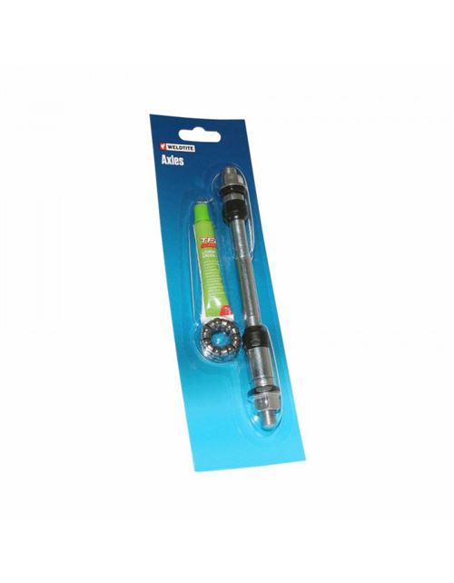 Axe de roue vtt arriere plein chrome weldtite d 10 x 175mm avec graisse et cage a billes