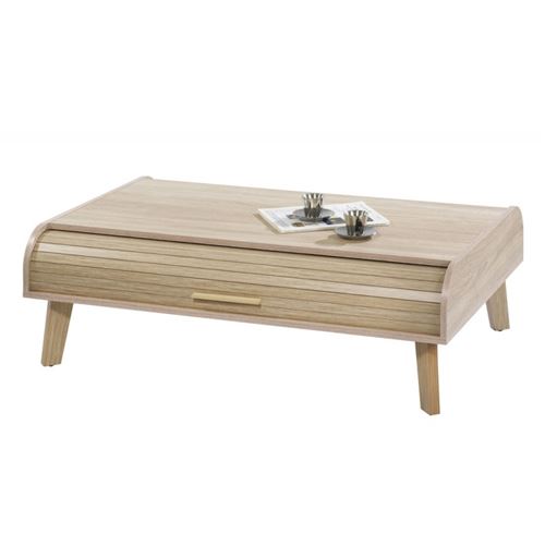 Table Basse Vintage Ch&ecirc;ne 2 Rideaux - Coloris Rideau: Rideau Ch&ecirc;ne