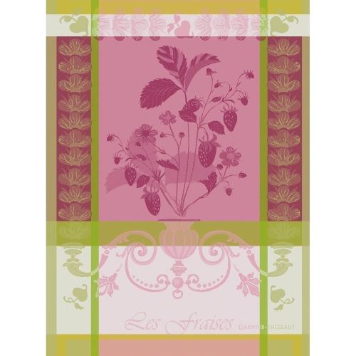 Torchon Fraisier Rose 56x77 Garnier-Thiebaut
