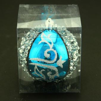 Boule De Noël Décorée Fleur Et Diamant Turquoise