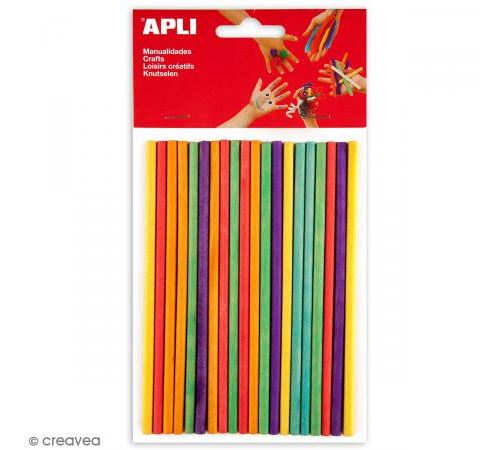 APLI CREA GEKLEURDE HOUTEN PRIKKERS 150X5 MM - 25 ST ASS.