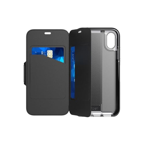 Tech21 Evo Wallet - Flip cover voor mobiele telefoon - FlexShock - zwart - voor Apple iPhone X, XS