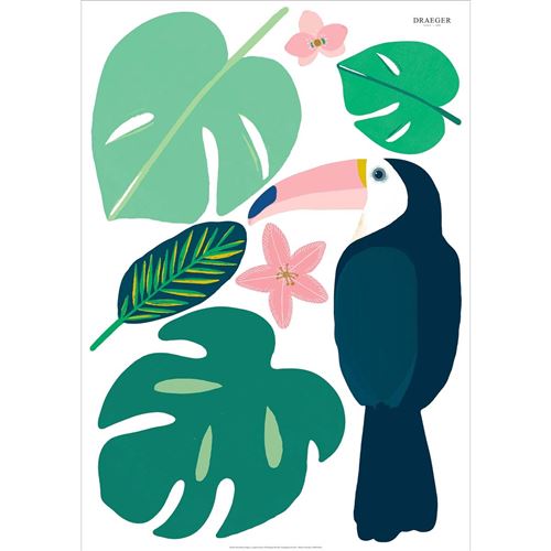 Sticker mural Jungle Toucan 50x70cm Draeger la carterie