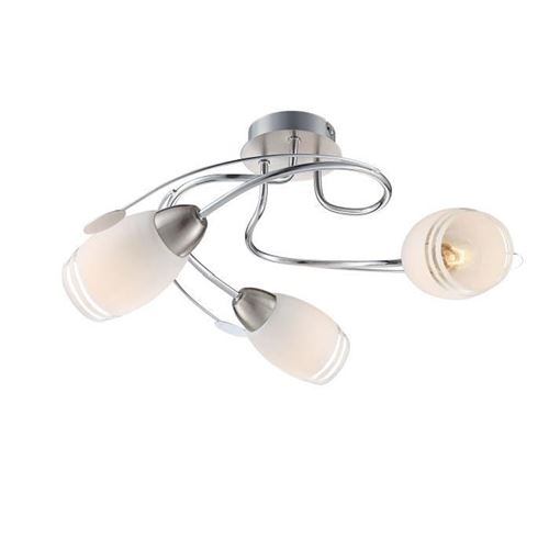 Globo lighting plafonnier chrome nickel mat - verre satiné - ø 420 mm h 200 mm 21433