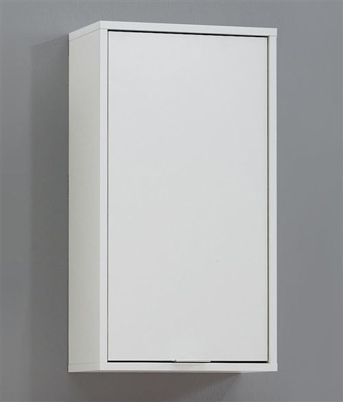 Meuble haut de salle de bain coloris blanc - L.37 x H.68 x P.17 cm -PEGANE-