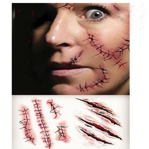 Autocollant de tatouage de blessure de sang de simulation de blessure de sang de simulation de décor d'horreur de Halloween B