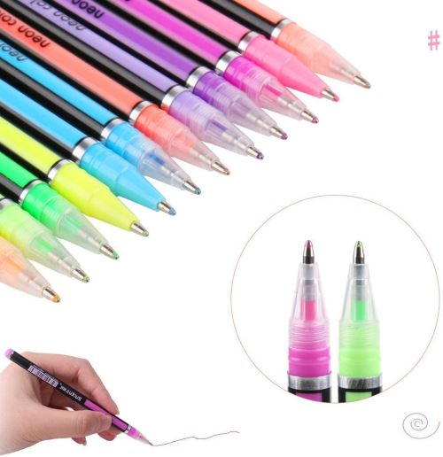 Stylo à paillettes, stylo à paillettes de gel coloré 12 ensembles de  couleurs, stylos gel à paillettes, stylos de gel paillettes et métalliques  pour livre de coloriage adulte, stylo gel coloré point