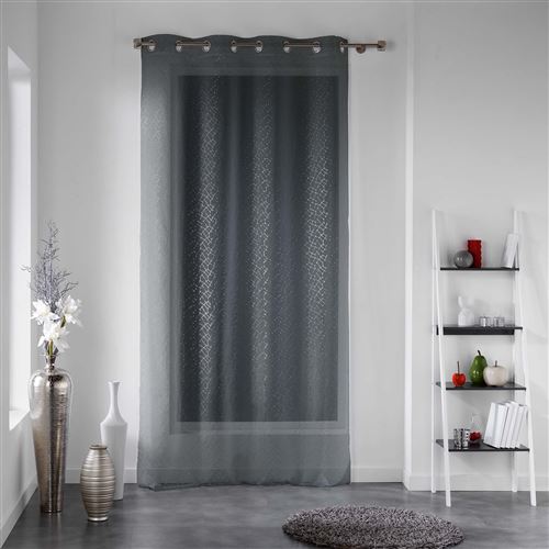 Panneau a oeillets 140 x 280 cm voile sable applique cassie Anthracite