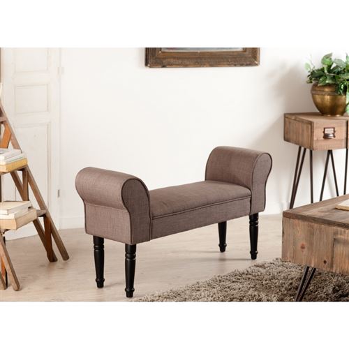 Banc de lit tissu couleur havane