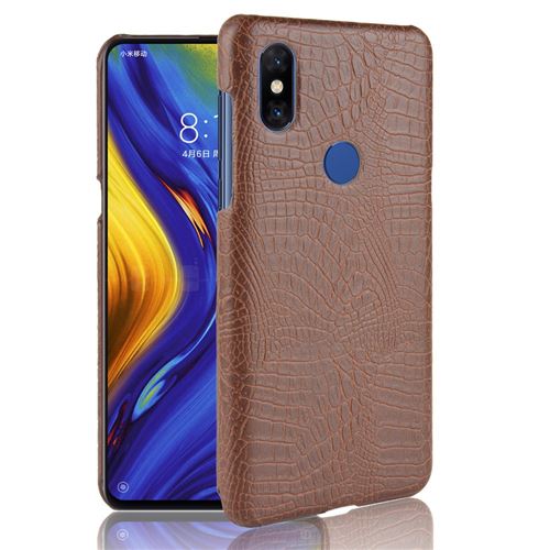 Etui en PU enduit de crocodile café pour votre Xiaomi Mi Mix 3