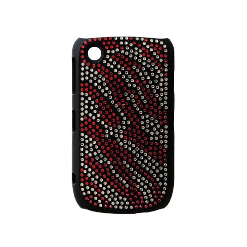 Coque noire strass argent et rouge motif flammes pour Blackberry 8520