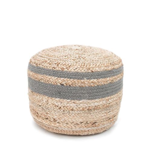 Pouf tressé main en jute Fuk - Couleur - Gris