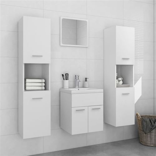 vidaXL Ensemble de meubles de salle de bain Blanc Aggloméré3071486