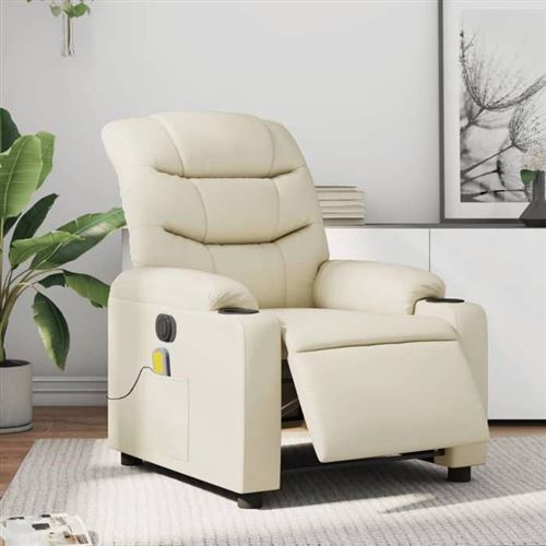 Vidaxl Fauteuil De Massage, Relaxation Électrique Similicuir Crème - Image 2