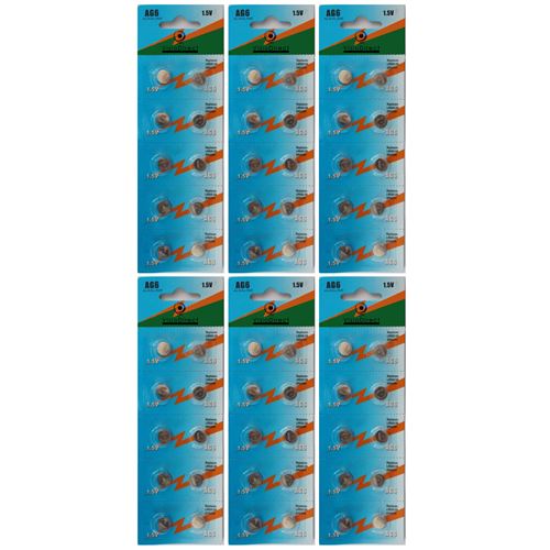 Lot de 60 Piles bouton plates type AG6 1,5V compatibles 371A LR920 LR921 TR920 SR69 CX69 GP71 S21 - Visiodirect -