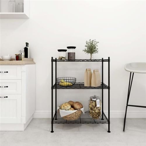 Non Communiqué Noir Étagère De Stockage - Vidaxl - 3 Niveaux - Métal - 150 Kg - Image 1
