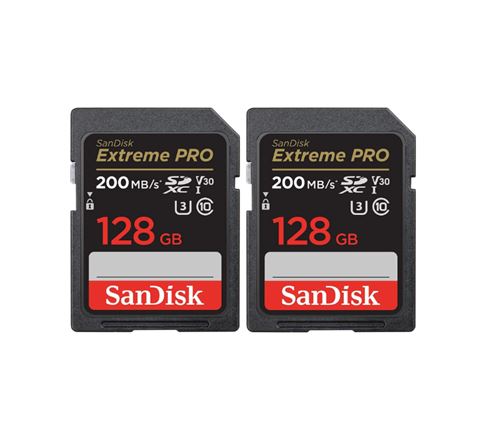 2PCS SanDisk SD Carte Mémoire 128Go Extreme Pro SDHC SDXC UHS-I Classe 10 200M/S U3 V30 4K Carte Vidéo