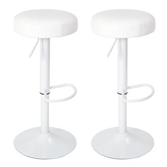 Lot de 2 Tabourets de Bar "Mumford" 63-83cm Blanc - 1