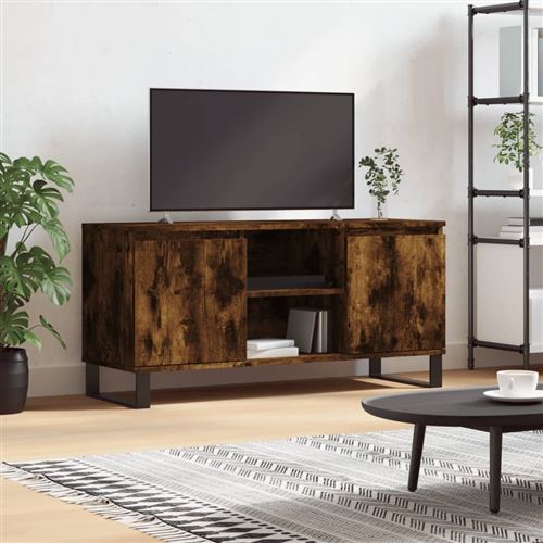 vidaXL Meuble TV, Armoire de Télévision avec 4 Compartiments et Pieds, Meuble Télé avec Rangement Salon Salle de Séjour, Chêne Fumé Bois d'Ingénierie