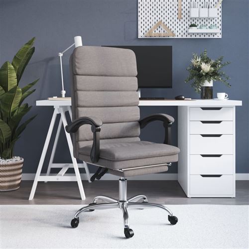 vidaXL Fauteuil de Massage Inclinable de Bureau, Chaise Pivotante avec Dossier et Repose-pied Réglables, Siège de Bureau, Moderne, Taupe Tissu