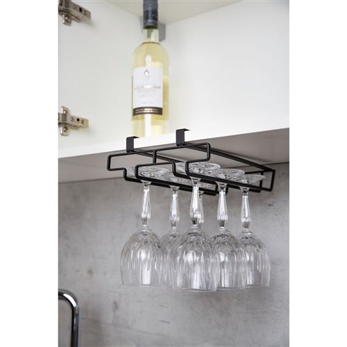 Wenko - Rangement de placard cuisine - Porte 6 Verres - Noir - Cusito