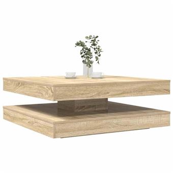 vidaXL Table basse rotative à 360 degrés chêne sonoma 90x90x34,5 cm, table d'appoint, table de salon, table basse moderne, 3321353 - 1