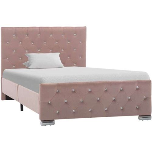 vidaXL Cadre de lit Rose Tissu 100x200 cm