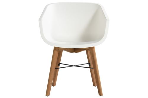  Lot de 2 chaises Amalia Eucalyptus en r&eacute;sine - pieds en bois - Blanc