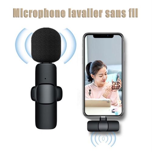 Microphone Cravate Lavalier professionnel sans fil pour téléphone iPhone Adapté Aux Live Stream, Vloggers, Interviews