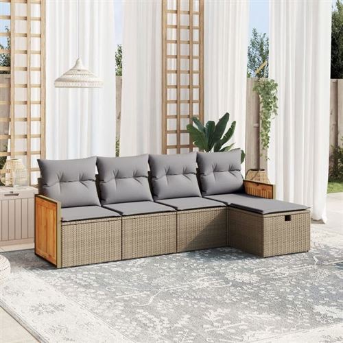 Non Communiqué Gris Salon De Jardin Modulable Vidaxl Rotin Beige 5 Personnes 62 X 55 X 69 Cm 5 Pieces