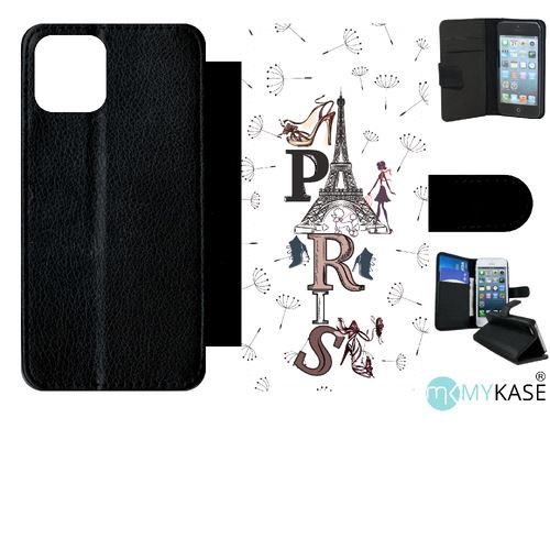 Etui My-Kase pour iPhone 11 Pro - paris fond blanc - Simili-cuir Noir