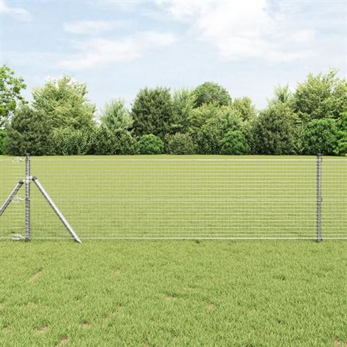 Vidaxl Gris Clôture En Fil Soudé 0.8X25m Acier Galvanisé 42004924 - Image 2