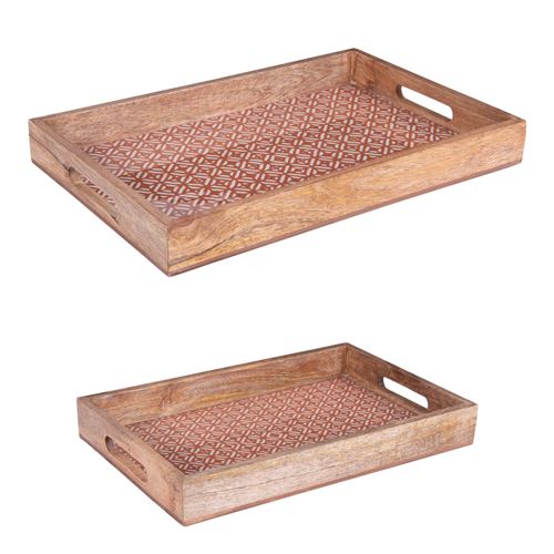 Non Communiqué Marron Set De 2 Plateaux Rectangulaires Atika De 40 Et 45 Cm - Table Passion