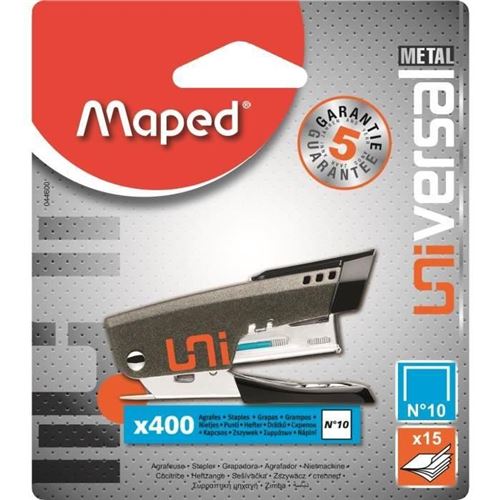 Maped Universal Metal 044600 Agrafeuse mini N°10 + 400 Agrafes Coloris Aléatoire