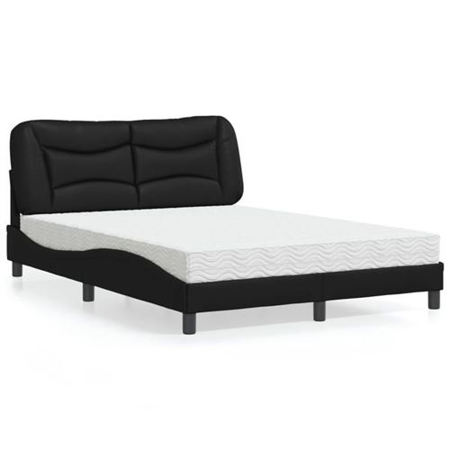 Non Communiqué Noir Vidaxl Lit Avec Matelas 140X200 Cm Similicuir 3208724