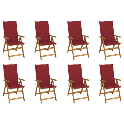 Non Communiqué Bois Chaises Pliables De Jardin Avec Coussins Lot De 8 D Acacia