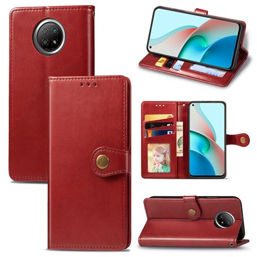 MPFRANCE Housse pour Xiaomi Redmi Note 9T Rouge [Porte Carte, etui portefeuille, boucle]