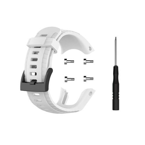 Non Communiqué Blanc Bracelet En Silicone Souple Pour Suunto 5 22.5Mm