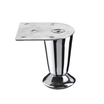 Pied meuble cylindrique HETTICH fixe acier chromé gris - H. 70 mm - 1